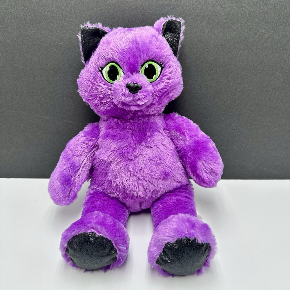 Build A Bear Purple Kitty Cat Halloween Glitter Feet Ears Stuffed Plush 16” BAB